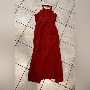 Banana Republic Elegant Red Halter Maxi Dress Size 0